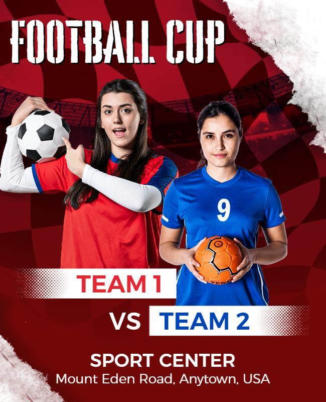 Dynamic Red Football Cup Tournament Poster Template