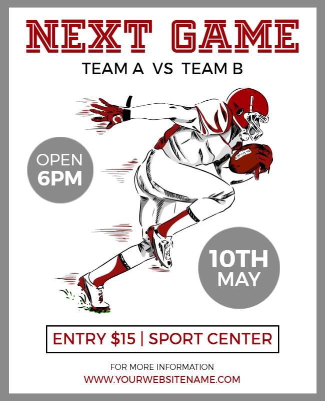 Dynamic Red Football Game Announcement Poster Template