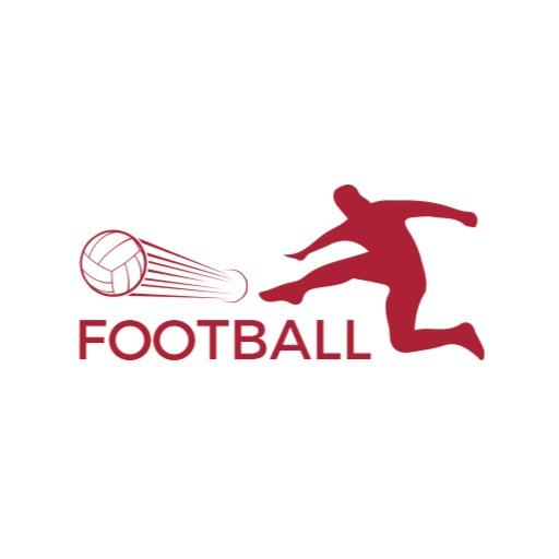 Dynamic Red Graphic Depicting Football Player Kicking Ball Logo Template