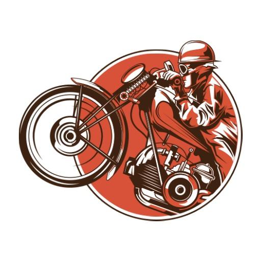 Dynamic Red Motorcycle Rider Showcasing Thrilling Sports Logo Template