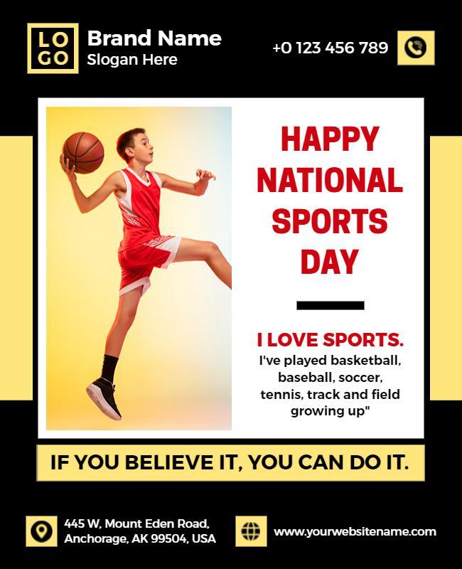 Dynamic Red National Sports Day Celebration Poster Template