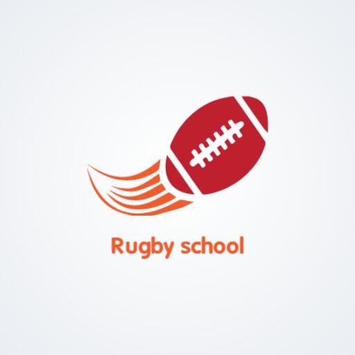 Dynamic Red Rugby Ball Design for Coaching School Logo Template