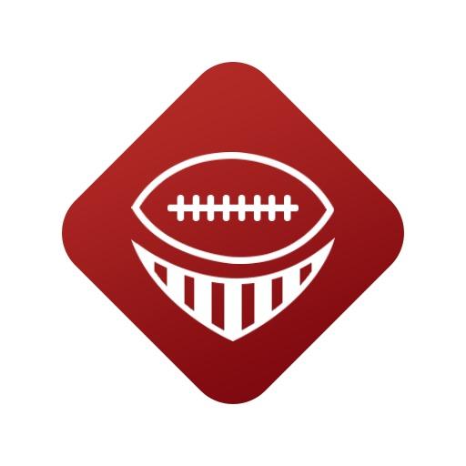 Dynamic Red Rugby Ball Design with Bold Shield Logo Template