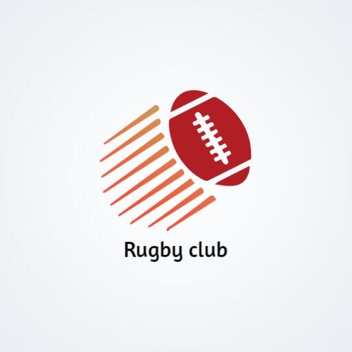 Dynamic Red Rugby Ball Icon Representing Sports Club Logo Template