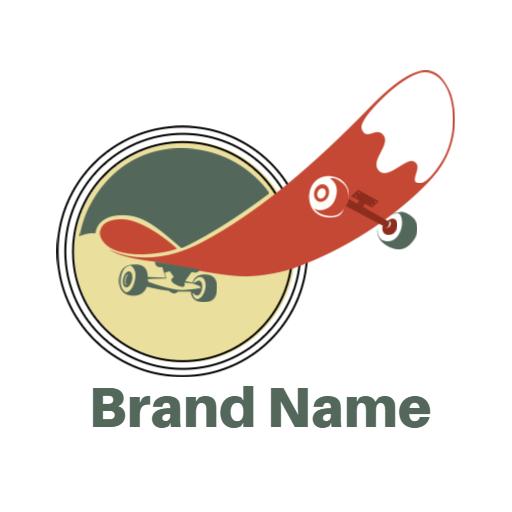 Dynamic Red Skateboard Design Celebrating Skating Culture Logo Template