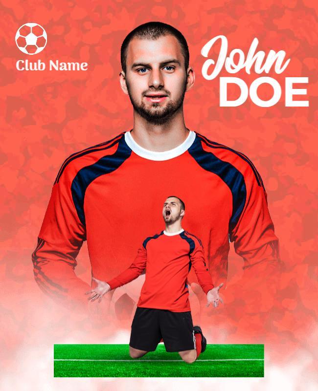 Dynamic Red Soccer Player Celebration Poster Template