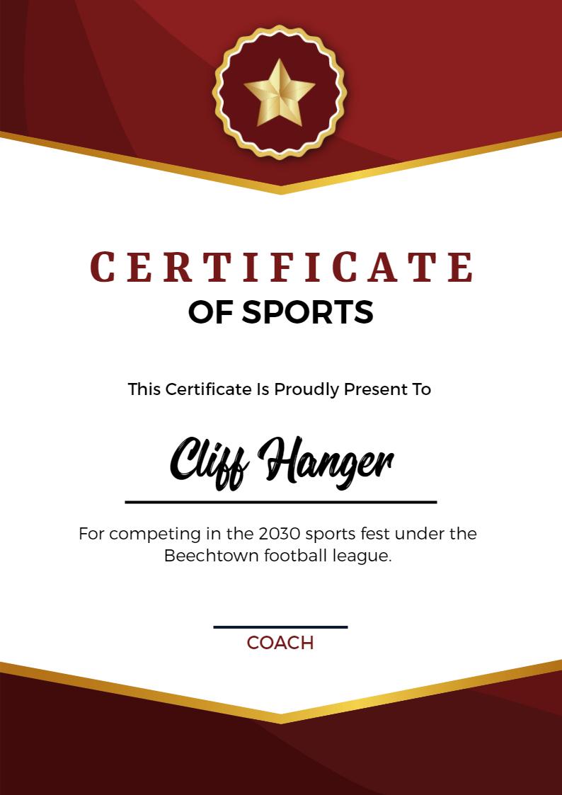 Dynamic Red Sports Achievement Certificate Template