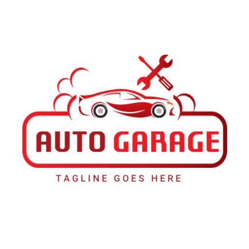 Dynamic Red Sports Car Design for Auto Garage Logo Template