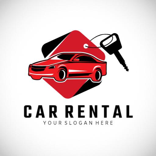 Dynamic Red Sports Car Icon Representing Car Rental Logo Template