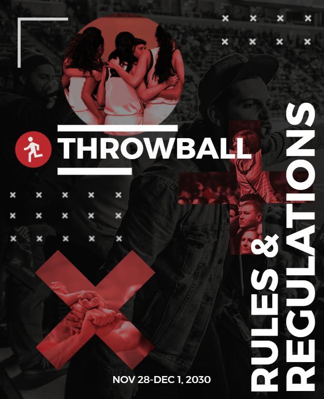 Dynamic Red Throwball Rules and Regulations Poster Template