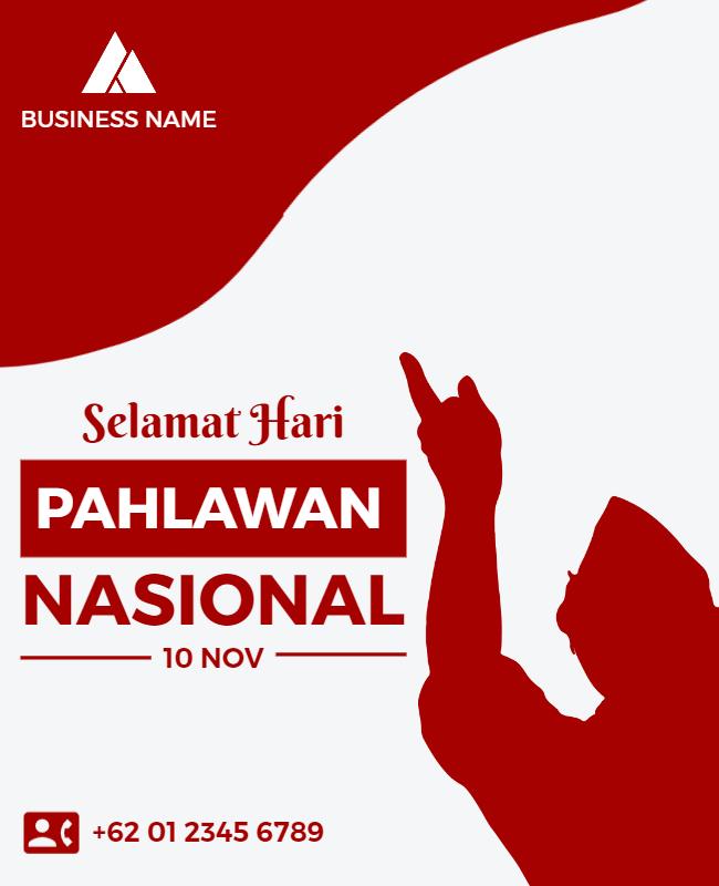 Dynamic Red Tribute to National Heroes Celebration Poster Template