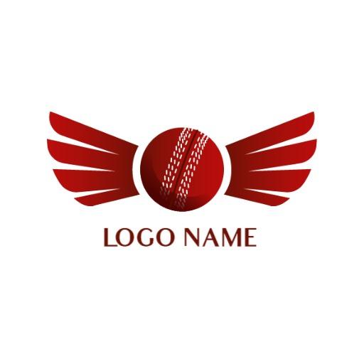 Dynamic Red Wings Design Representing Cricket Team Logo Template