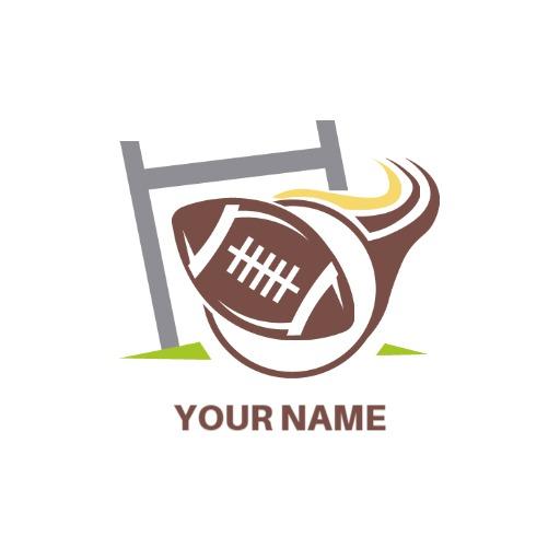 Dynamic Rugby Ball in Motion with Goalposts Logo Template