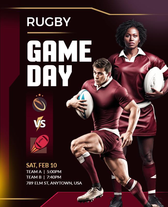 Dynamic Rugby Game Day Match Competition Poster Template