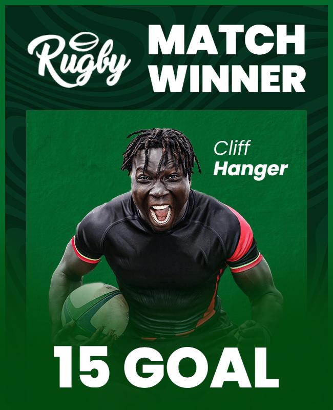 Dynamic Rugby Match Winner Celebration Poster Template