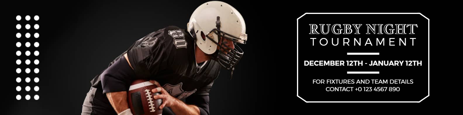 Dynamic Rugby Player in Action for Sports Tournament Banner Template