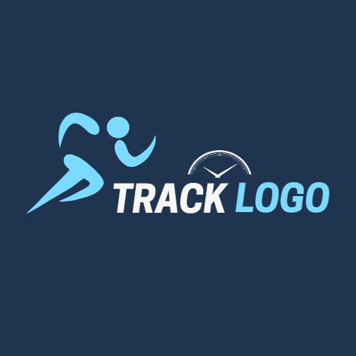 Dynamic Running Figure in Blue for Track Sport Logo Template