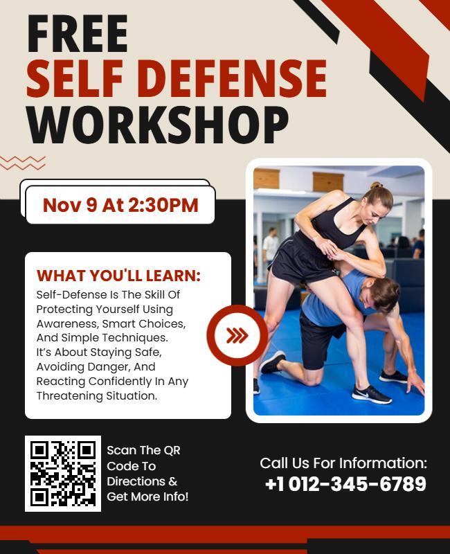 Dynamic Self Defense Workshop Flyer Template
