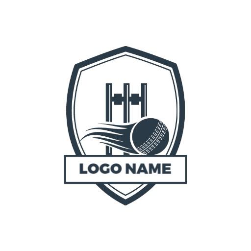 Dynamic Shield Design Featuring Cricket Team Elements Logo Template
