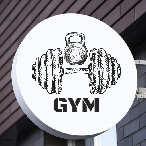Dynamic Sketch of Gym Equipment for Fitness Enthusiasts Logo Template
