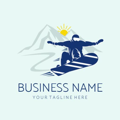 Dynamic Snowboarder in Action Against Mountain Peaks Logo Template