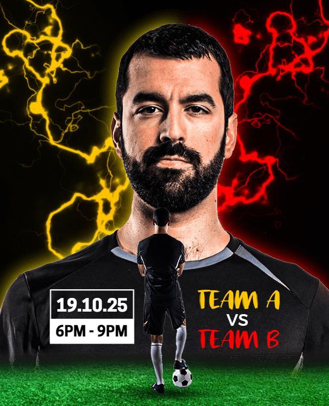 Dynamic Soccer Match Featuring Team A vs Team B Poster Template