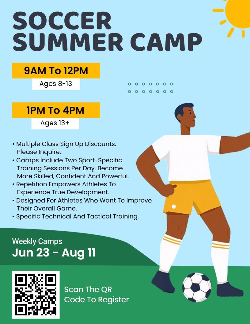 Dynamic Soccer Summer Camp Registration Flyer Template
