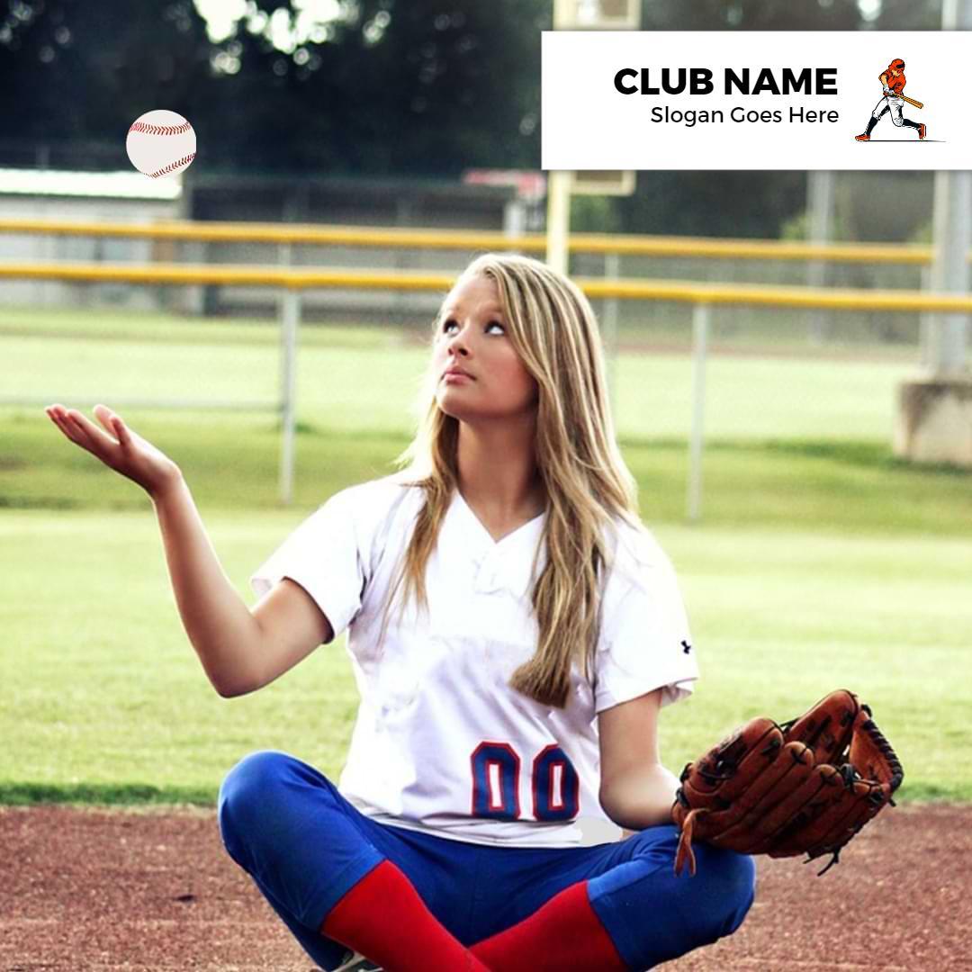 Dynamic Softball Action Pose on Field Poster Template