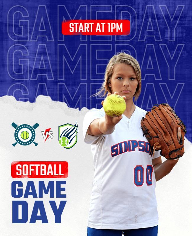 Dynamic Softball Game Day Promotional Event Poster Template