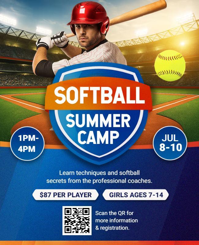 Dynamic Softball Summer Camp Promotion Flyer