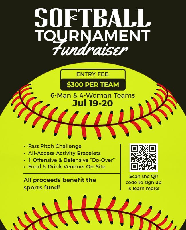 Dynamic Softball Tournament Fundraiser Event Flyer Template