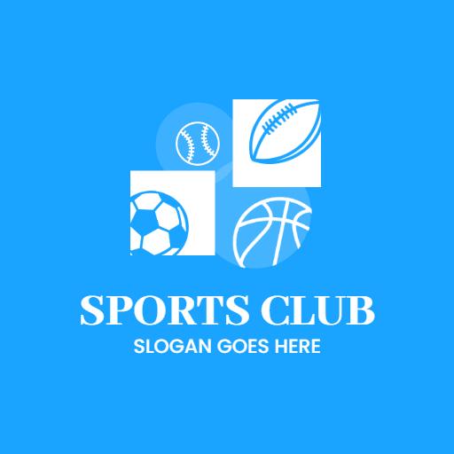 Dynamic Sports Club Logo Featuring Multiple Game Icons Template