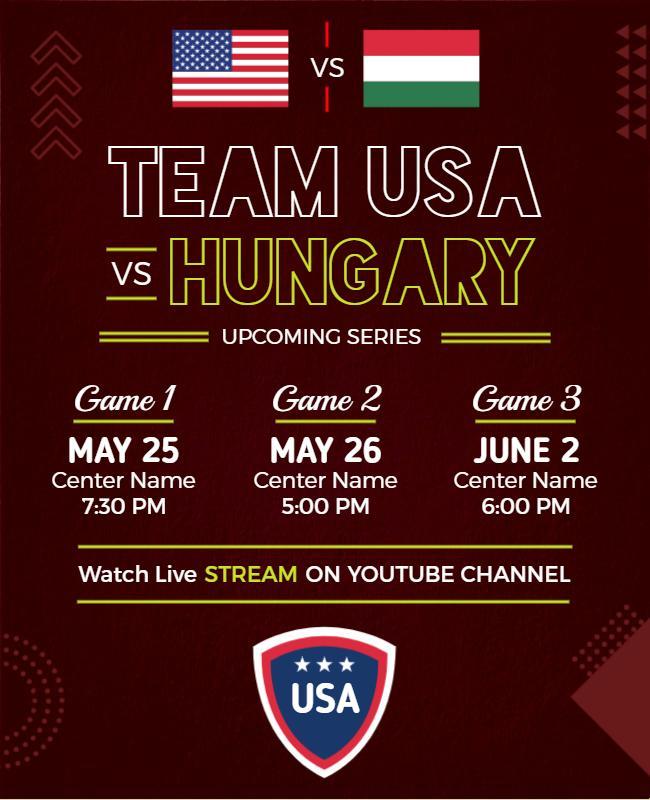 Dynamic Sports Matchup Team USA vs Hungary Poster Template