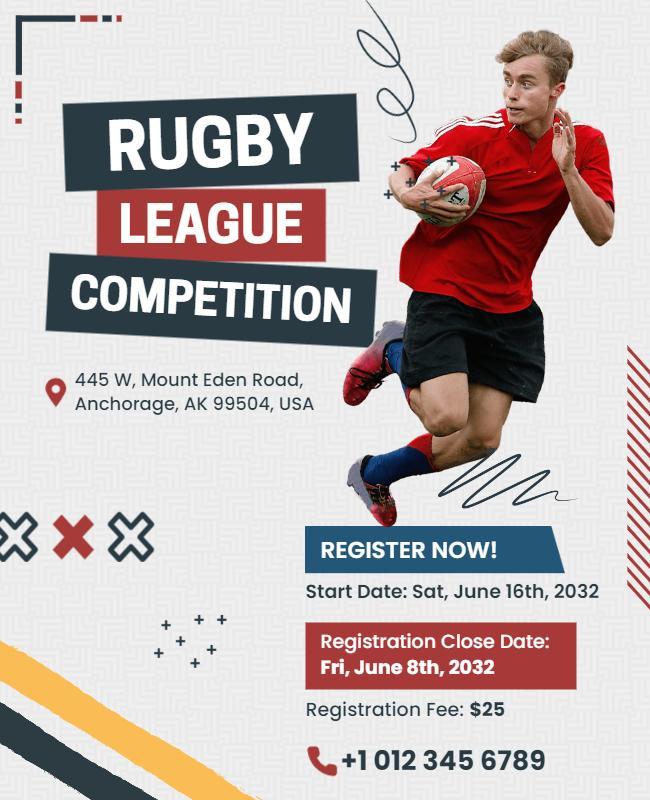 Dynamic Sports Rugby League Competition Registration Poster Template