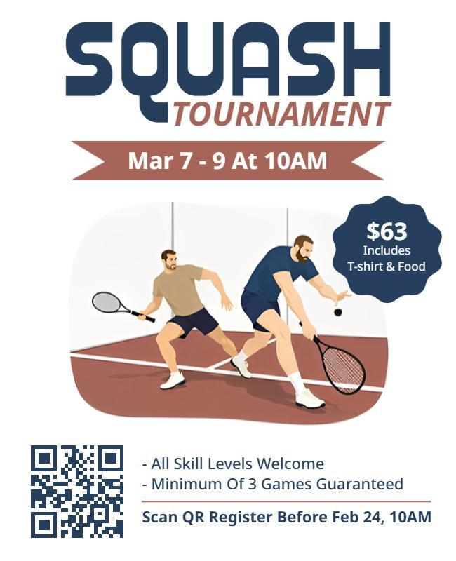 Dynamic Sports Squash Tournament Event Flyer Template Template