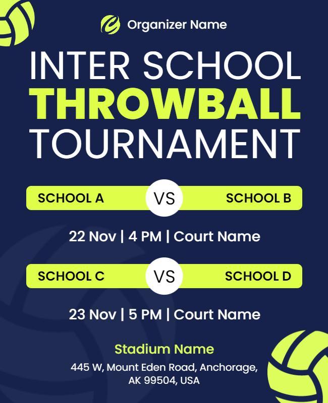 Dynamic Sports-Themed Throwball Tournament Poster Template