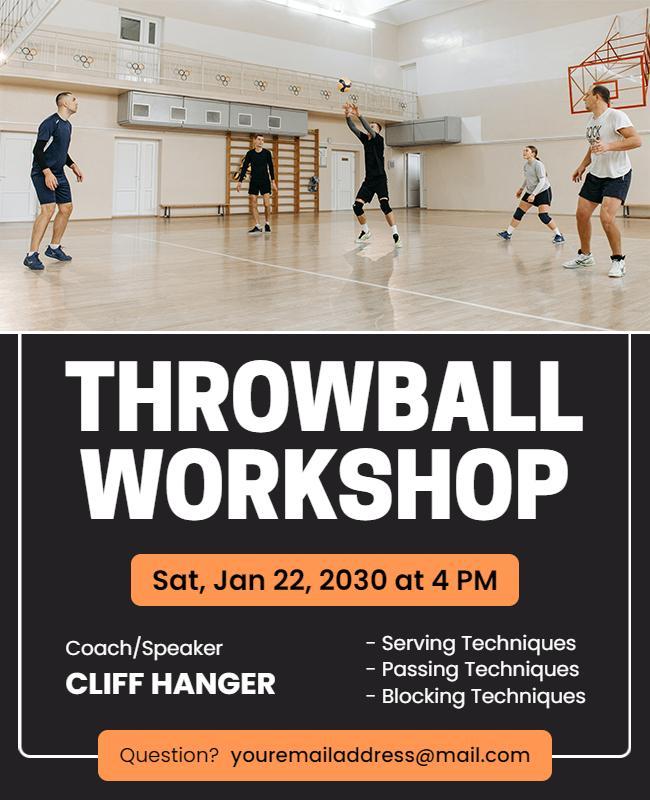 Dynamic Sports Throwball Workshop Training Skills Poster Template
