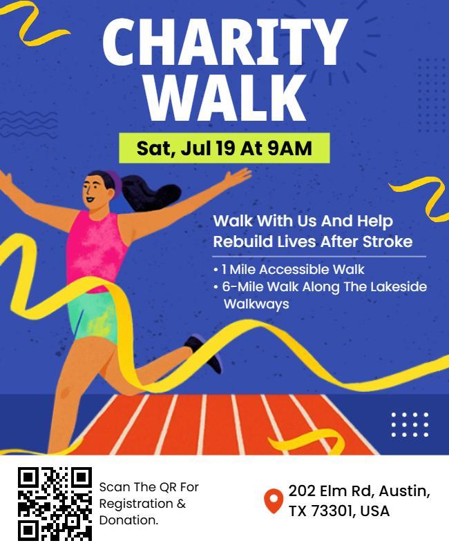 Dynamic Stroke Recovery Charity Walk Event Flyer Template