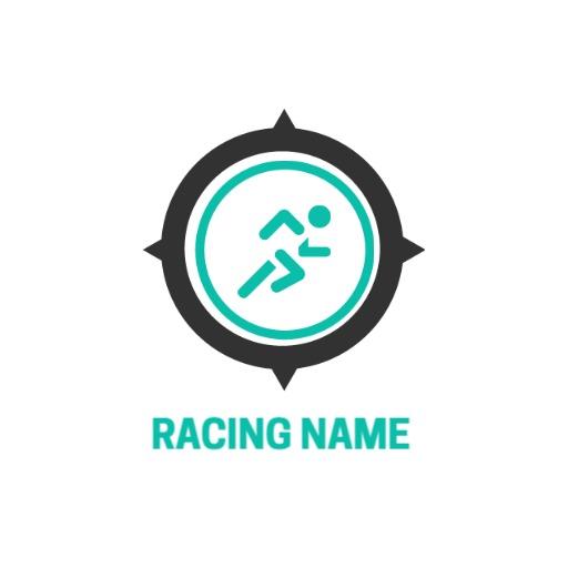 Dynamic Teal and Black Runner in Motion Racing Logo Template