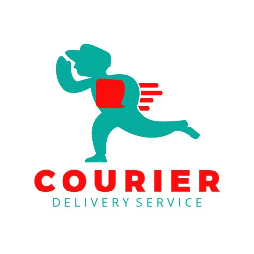 Dynamic Teal and Red Logo Representing Fast Courier Delivery Service Logo Template