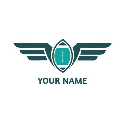 Dynamic Teal and Winged Design for Rugby Sports Logo Template