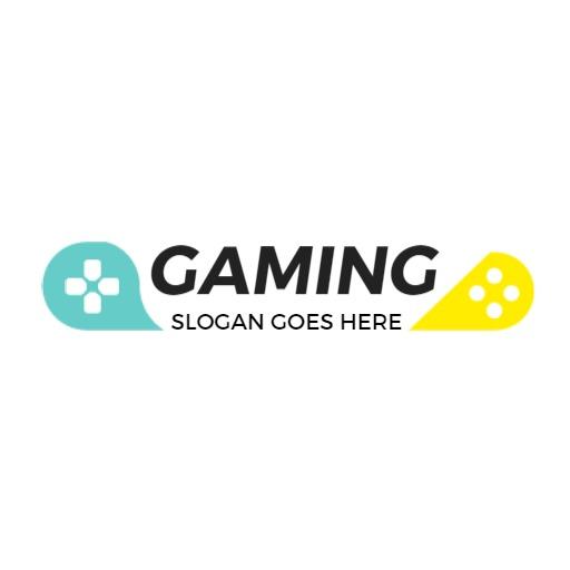 Dynamic Teal and Yellow Gamer Interaction Creative Logo Template