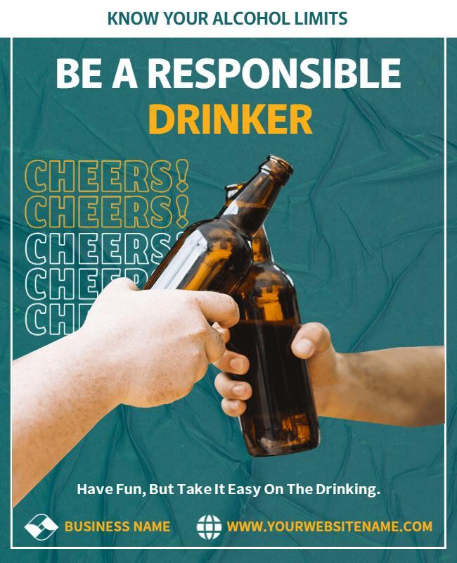 Dynamic Teal Responsible Drinking Awareness Poster Template