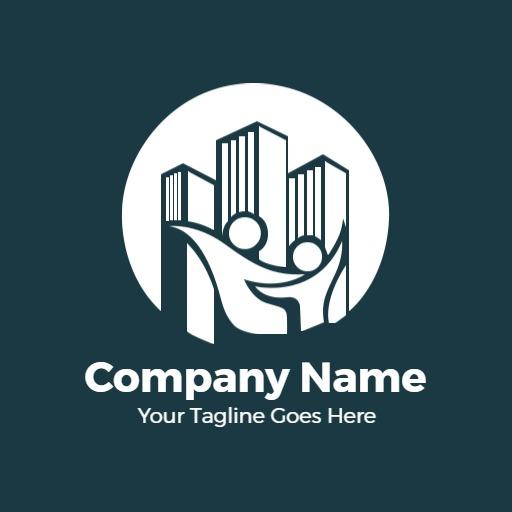 Dynamic Team Collaboration with Urban Skyline Design Logo Template