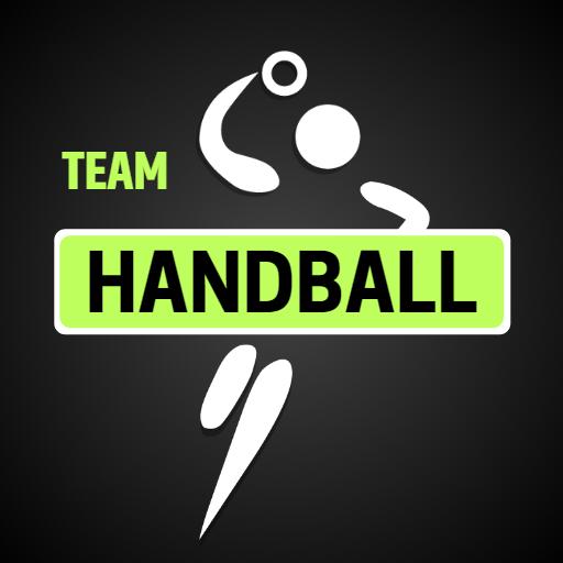 Dynamic Team Handball Action Graphic with Bright Green Logo Template