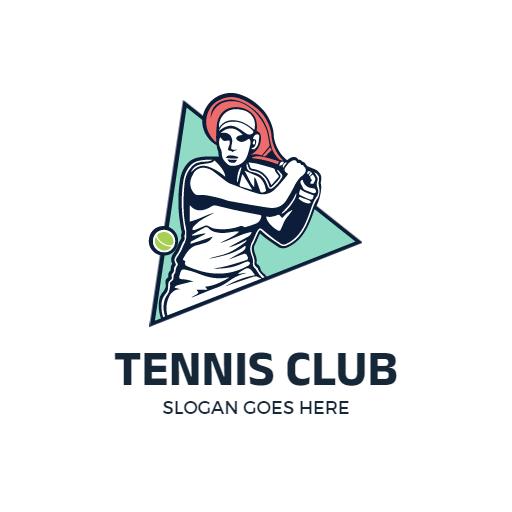 Dynamic Tennis Player in Action Representing Sports Club Logo Template