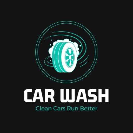 Dynamic Tire Splashing Representing Car Wash Service Logo Template