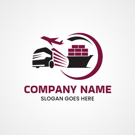 Dynamic Transport Solutions Featuring Trucks and Airplanes Logo Template