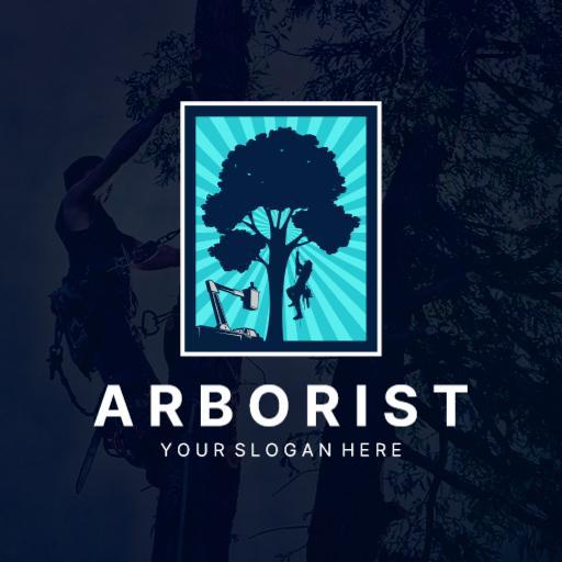 Dynamic Tree Climbing Scene Highlighting Expert Arborist Logo Template