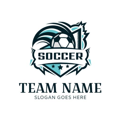 Dynamic Turquoise and Black Football Team Logo Design Logo Template